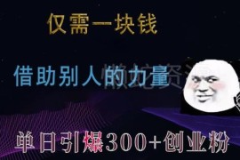 2024低成本引流方法 1元借力单日获取300+精准创业粉兼职粉