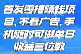 无需看广告的零撸赚钱项目 手机可操作单日收益可达三位数