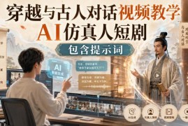 AI仿真人穿越短剧制作教学 与古人对话视频教程含配套提示词