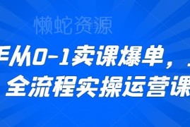 新手0基础卖课直播全流程实操 从搭建到爆单运营指南