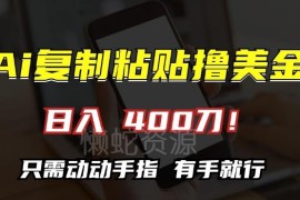 2024海外AI复制粘贴撸美金项目 小白零门槛可操作日入400刀