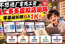 零基础做拼多多虚拟店矩阵 低门槛轻资产副业增收方法详解
