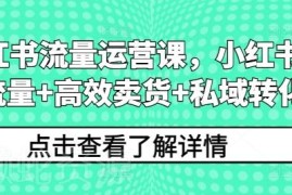 小红书流量运营系统课程 覆盖流量获取卖货私域转化全流程