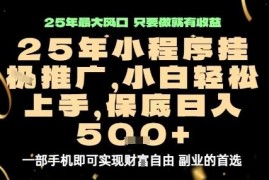 2025微信小程序挂机推广玩法 低门槛副业日入五百项目揭秘