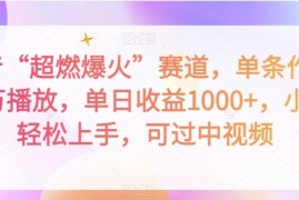 抖音高流量爆火赛道玩法解析 小白易上手可过中视频单日收益超千