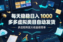 拼多多虚拟类目自动发货玩法 多店矩阵增收运营实操指南