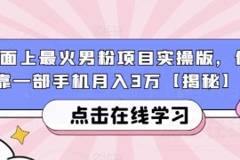 热门男粉变现项目全流程实操 单人用手机月入3万方法拆解