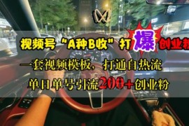 视频号A种B收玩法拆解 模板化操作单日引流200+精准创业粉