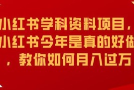 小红书学科资料项目实操攻略 新手低门槛长期变现方法详解