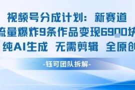 视频号AI生成原创无剪辑新玩法 9条作品变现6900元实操解析