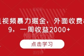 腾讯视频掘金项目玩法揭秘 付费899的一周收益2000+实操教程