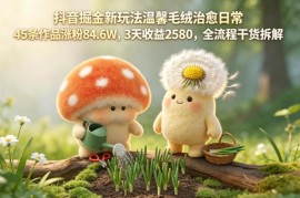 抖音温馨毛绒治愈赛道玩法拆解 低门槛涨粉变现全流程干货