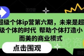 超级个体IP营第六期课程 教你打造个人IP小而美商业模式