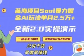2024年Soul 2.0 AI掘金低门槛实操玩法 单月变现25000+小白易上手