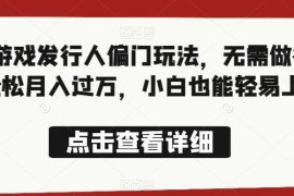 抖音游戏发行人无视频玩法教程 小白易上手的副业操作指南