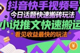 抖音快手视频号小说推文快速搬砖玩法 低门槛易操作收益见效快