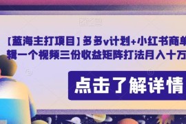 多多V计划搭配小红书商单 AI剪辑一稿三收益实操玩法全解析