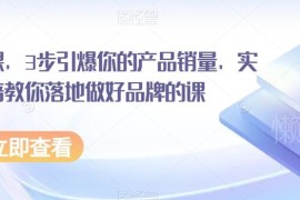 超级品牌课系统学习攻略 3步引爆产品销量落地做好品牌建设
