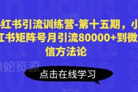 第十五期小红书引流训练营 矩阵号月引流8万到微信实操方法