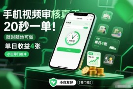 零门槛手机视频审核副业介绍 20秒一单单日收益可达400元