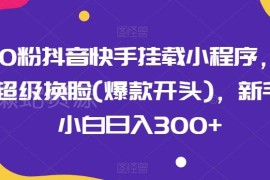 0粉可操作抖音快手挂载超级换脸小程序 新手小白日入300+实操教程