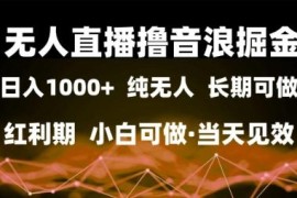 2024无人直播撸音浪掘金玩法 小白低门槛上手当日可见收益