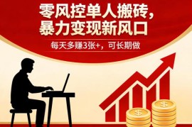 零风控单人搬砖变现项目介绍 无门槛可长期操作收益稳定
