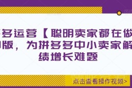 2024拼多多运营全阶实操课程 助力中小卖家解决业绩增长难题