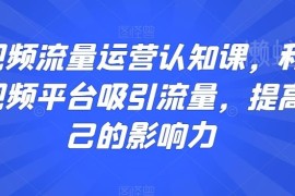 短视频流量运营认知课 掌握平台获流技巧提升个人影响力