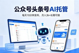 公众号头条号AI托管副业玩法 每天10分钟发布可长期实操