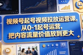 视频号0-1起号与投流运营教程 新手可落地的流量放大实操