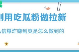 利用吃瓜粉做拉新实操教程 日入1000+低门槛项目玩法揭秘