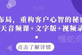 认知布局重构客户心智三天课程 含音频文字稿及全程视频资料