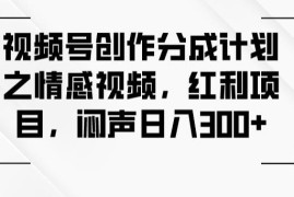 视频号情感领域创作分成计划实操 新手副业增收玩法全攻略