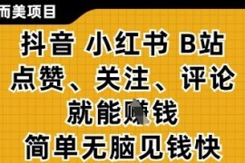 抖音小红书B站点赞关注挣钱零撸项目 低门槛副业操作指南