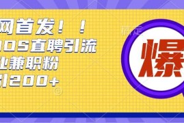 Boss直聘引流创业粉实操方法 每日稳获200+精准用户技巧