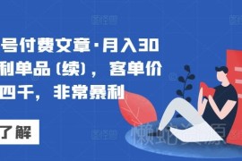 公众号付费项目拆解 月入30万客单价三四千医疗器械类暴利单品玩法