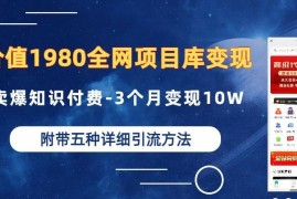 全网项目库知识付费变现实操拆解 3个月赚10万附创业粉引流方法