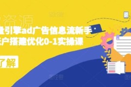 2024巨量引擎AD信息流新手账户搭建优化0-1系统实操课