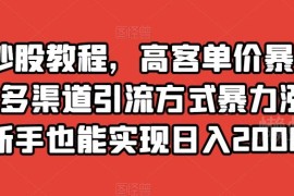 炒股教程高客单价变现全攻略 新手按流程操作可实现日入2000+