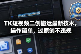 TK短视频二创搬运最新技术 合规过原创适配多类变现项目