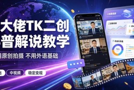 TikTok二创科普解说教学 零基础无外语基础可做TK中视频稳定变现