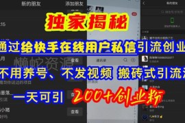 快手引流创业粉实操教程 无养号不发视频搬砖式玩法日引200+