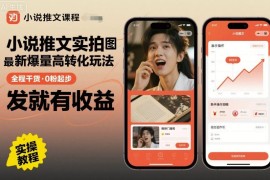 最新小说推文实拍双图文高转化玩法 0粉起步发布即可获收益