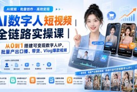 AI数字人短视频全链路实操课 从0到1搭建可变现数字人IP量产爆款视频