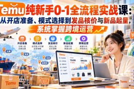 Temu纯新手0-1全流程实战课 从开店到起量系统学跨境运营