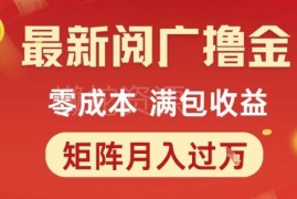 2024零成本阅广撸金项目玩法 可矩阵操作月入可达1万元