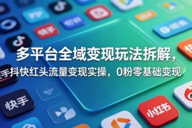 多平台全域低门槛变现玩法拆解 0粉零基础抖快红头流量实操指南