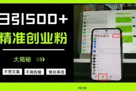 无需撰写文案剪辑视频 日引500+精准创业粉引流方法拆解