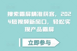 2024短视频搜索霸屏获客教程 掌握核心玩法实现精准引流